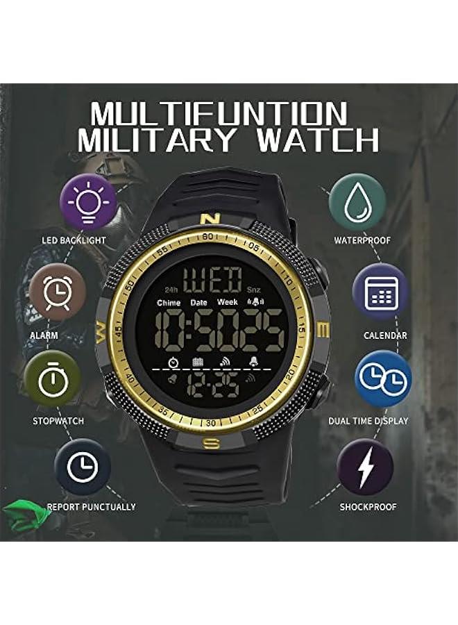 Mens Digital Sports Watch Dual Time Countdown Waterproof Stopwatch LED Screen Military Wrist Watches for Men - Image 4