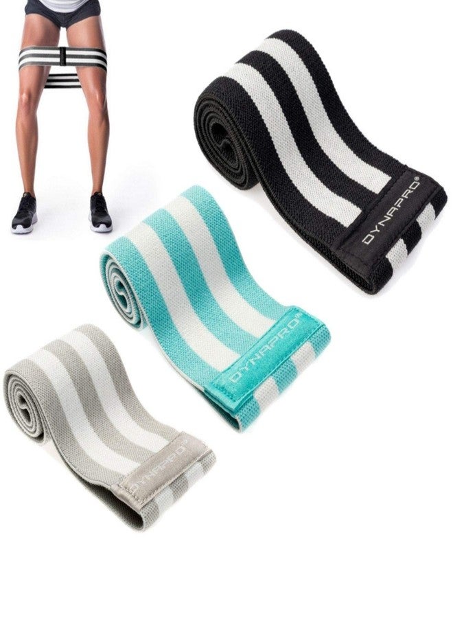 DYNAPRO Fabric Mini Bands High Performance, No Rubber Contact, No Roll, No Slip Resistance Bands aka Hip Bands (Set of 3: Grey, Mint, Black) - Image 1