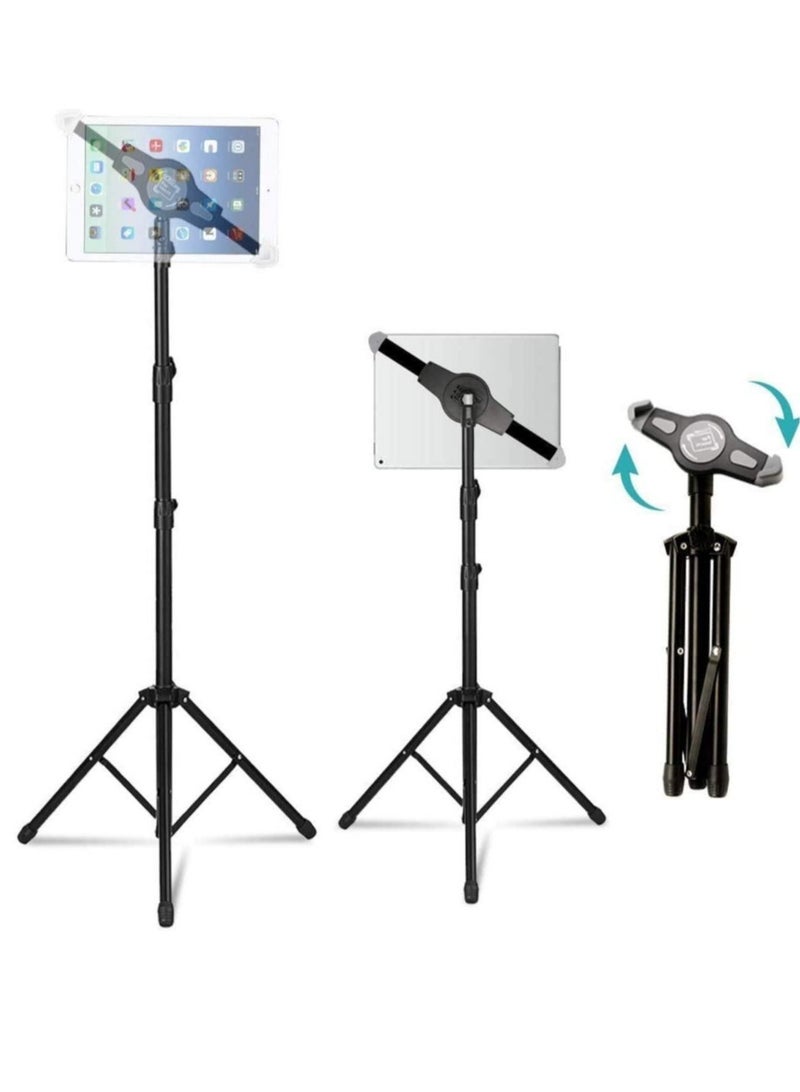 ELTRAZONE IPad and Mobile Phone Tripod Stand Height Adjustable 20 to 60 Inch with 360 Degree Rotating Tablet Holder - Image 1