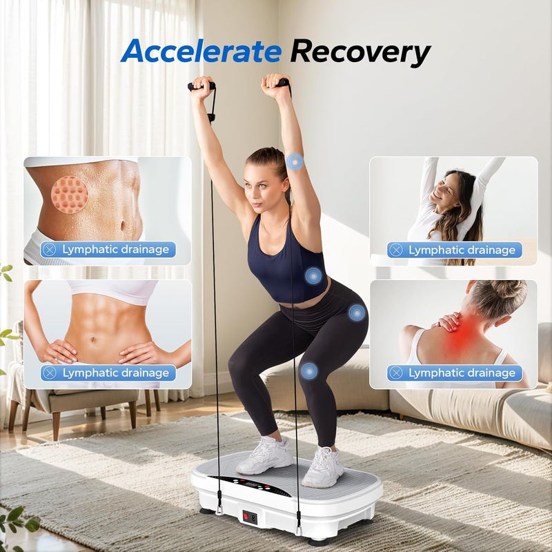 Merach Vibration Plate Exercise Machine , Vibration Plate for Lymphatic Drainage , Vibrating Plate Exercise Machine with Bluetooth and LED Display - Image 2