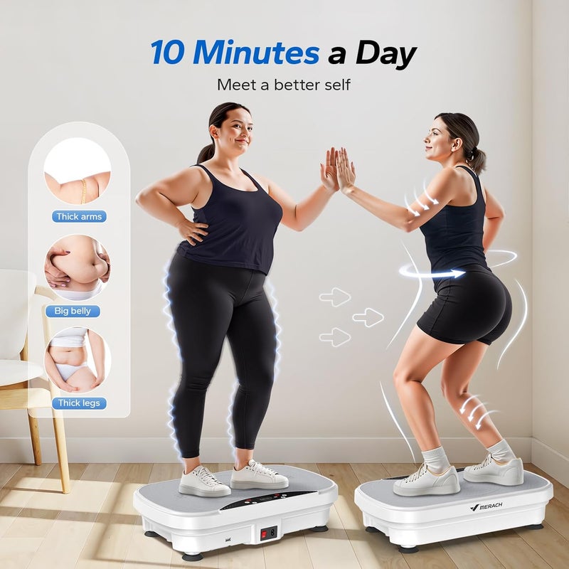 Merach Vibration Plate Exercise Machine , Vibration Plate for Lymphatic Drainage , Vibrating Plate Exercise Machine with Bluetooth and LED Display - Image 4