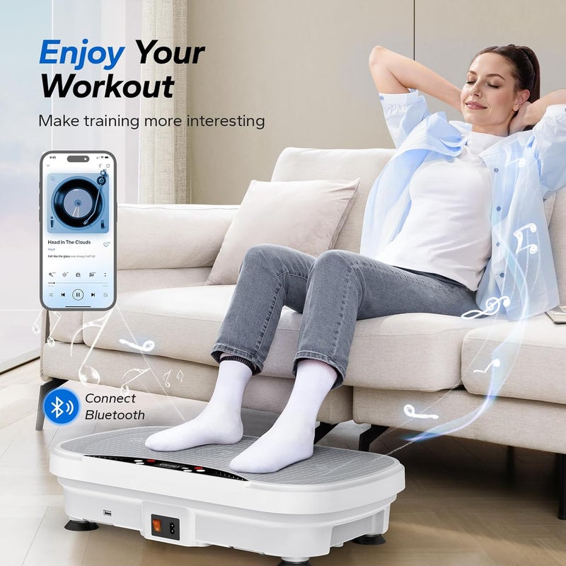 Merach Vibration Plate Exercise Machine , Vibration Plate for Lymphatic Drainage , Vibrating Plate Exercise Machine with Bluetooth and LED Display - Image 3