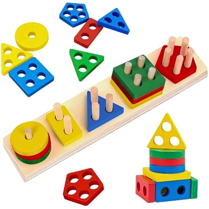 4 IN 1 WOODEN EARLY EDUCATION BABY TOYS, (SORTING & STACKING TOYS + PIANO XYLOPHONE + BEAD MAZE ROLLER COASTER + COLOR BALLS SORTING) TODDLERS MONTESSORI WOODEN TOYS FOR BOYS GIRLS - Image 4