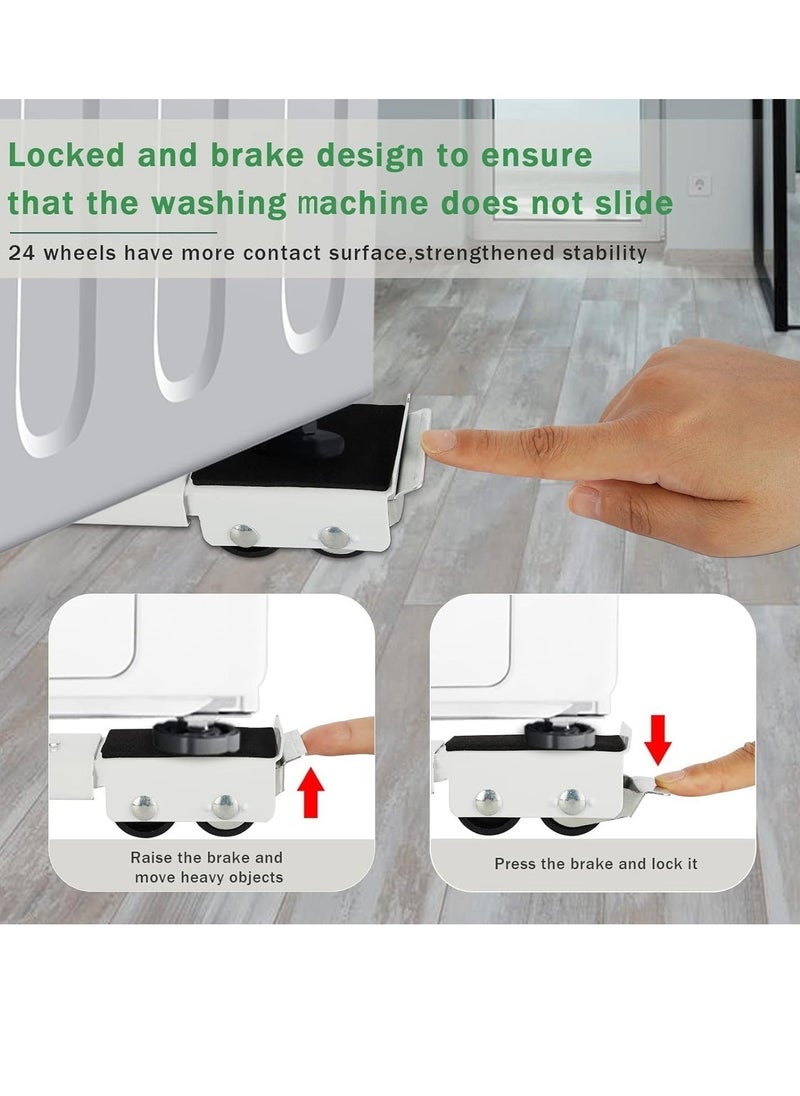 Heavy Duty Appliance Rollers Pair Move Tools Expandable Adjustable Steel Appliance Trolley Furniture Mover for Washer Dryer Refrigerator (White) - Image 4