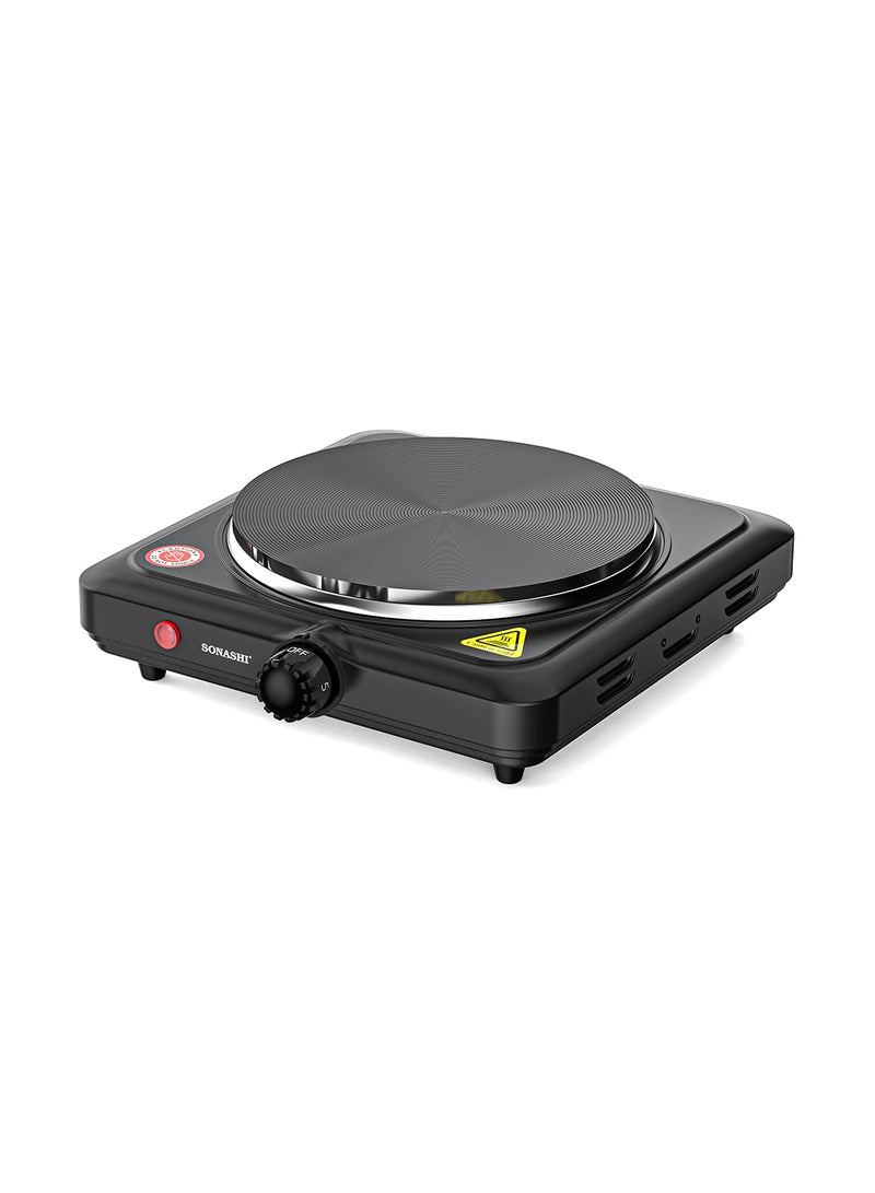 SONASHI Electric Hot Plate - Single Burner Stove with Adjustable Temperature Control and Overheat Protection for Cooking Convenience | Featured with Auto Thermostat and Non-Slip Rubber Feet 1500 W SHP-612 Black - Image 2