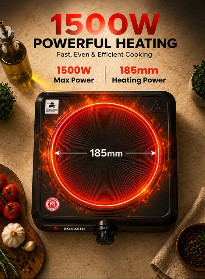 سوناشي طبق تسخين كهربائي فردي 1500 W SHP-612 أسود - Image 2