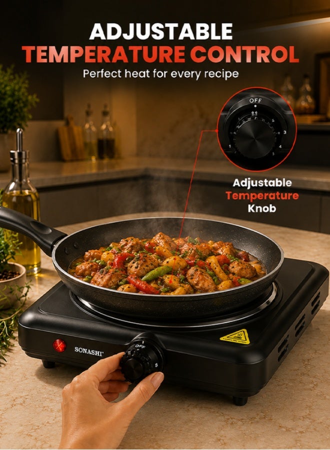 سوناشي طبق تسخين كهربائي فردي 1500 W SHP-612 أسود - Image 3