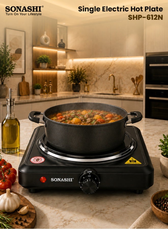سوناشي طبق تسخين كهربائي فردي 1500 W SHP-612 أسود - Image 1