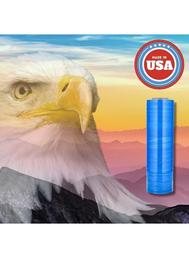 باكيدجينج سابلايز باي ميل Psbm Blue Stretch Wrap 1 Pack 18 بوصة × 1500 قدم 80 قياس البلاستيك التشبث اللون الداكن اليد تمتد فيلم رولز للتغليف نقل منصات التعبئة - Image 5