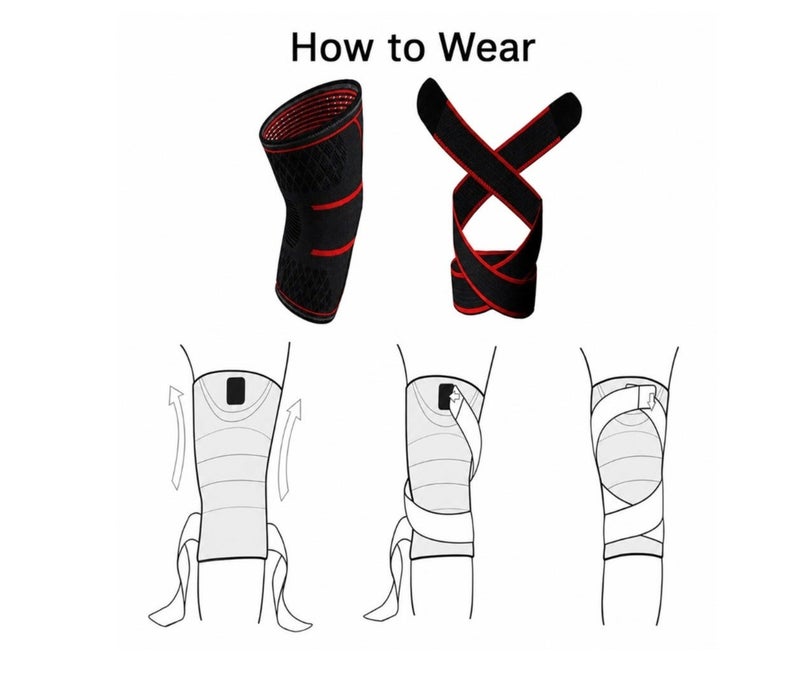 HASTE Compression Knitted Sports Knee Brace for Men & Women – Knee Support Sleeve for Running, Gym, Weightlifting & Joint Stability – Size L – Red - Image 4