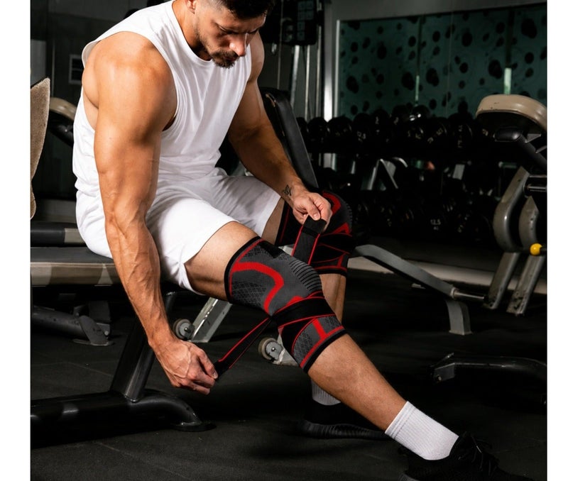 HASTE Compression Knitted Sports Knee Brace for Men & Women – Knee Support Sleeve for Running, Gym, Weightlifting & Joint Stability – Size L – Red - Image 3