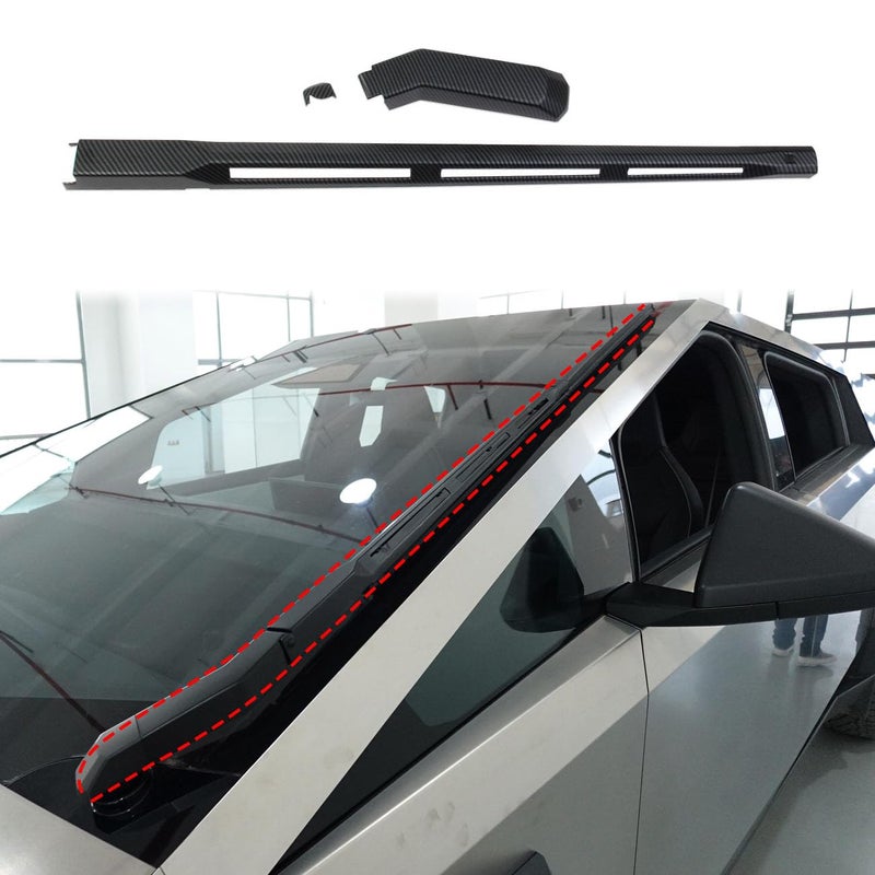 Fewshaw Carbon Fiber Style Windshield Wiper Cover Trims Accessories for Tesla Cybertruck Matte Surface