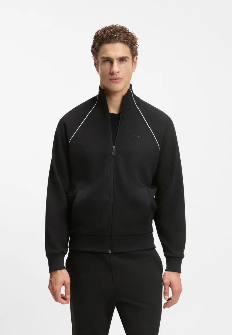 BOSS Cotton-blend tracksuit set with contrast piping