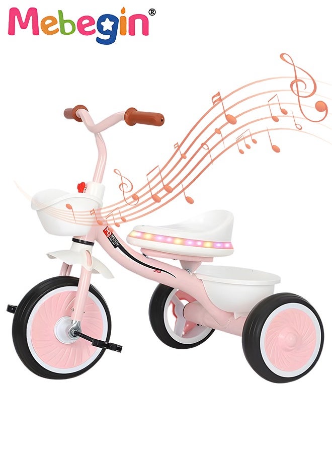 MEBEGIN Kids Tricycles with Music and Light, Pedal Balance Bike with 3 Silence Wheels, Storage Basket and Pedals, Outdoor Ride-on Bikes, Suitable for a Wide Range of Roads, Ideal Gift for Kids  - Image 2