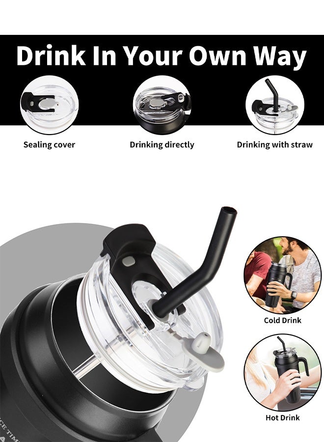 AHAKAC Insulated Tumbler with Straw Lid and Handle, 50oz ,Thermal Stainless Steel Vacuum Metal Travel Mug for Water, Iced Tea or Coffee, Smoothie and More，Sport Bottle，Traveling Water Bottle - Image 3