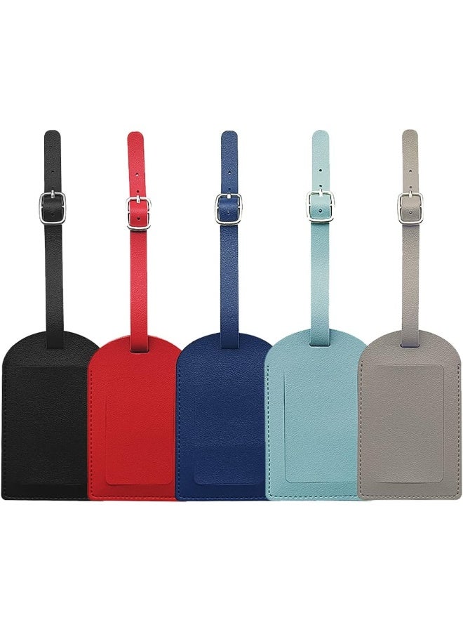 ECVV PU Leather Luggage Tags, Suitcase Tag Travel Tags with Privacy Cover for Travel Bag Suitcase, Baggage Tags ID Label for Women Kids Funny Cute - Image 1