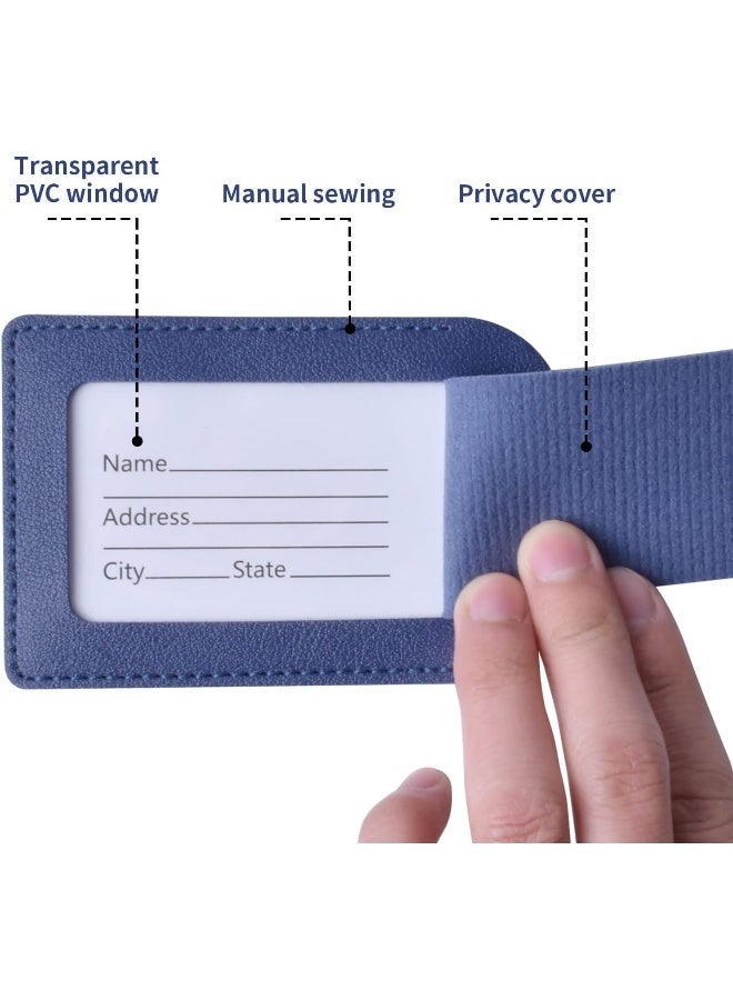ECVV PU Leather Luggage Tags, Suitcase Tag Travel Tags with Privacy Cover for Travel Bag Suitcase, Baggage Tags ID Label for Women Kids Funny Cute - Image 3