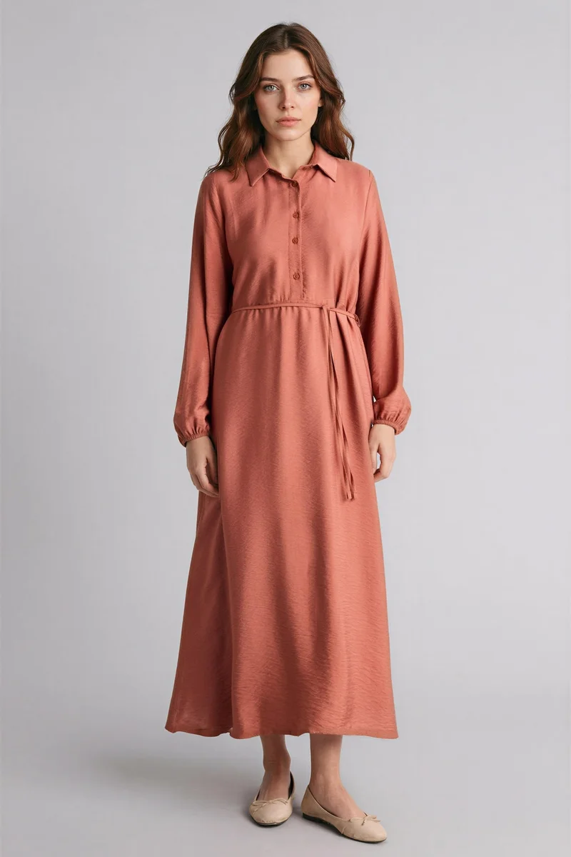 ديفاكتو Shirt Collar Maxi Dress