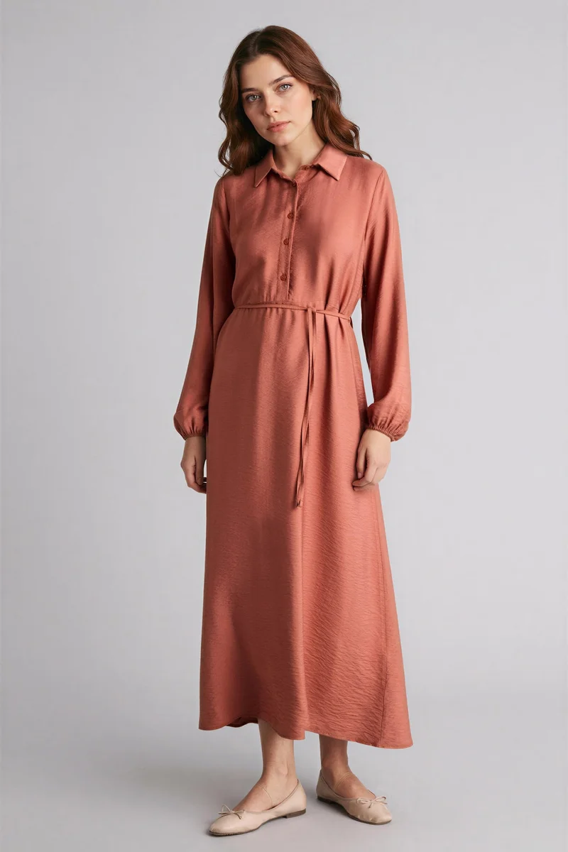 ديفاكتو Shirt Collar Maxi Dress