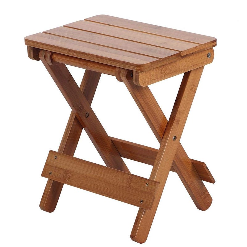 TOPINCN Folding Chair Bamboo Stool for Shaving Shower Foot Rest Household Portable Seat