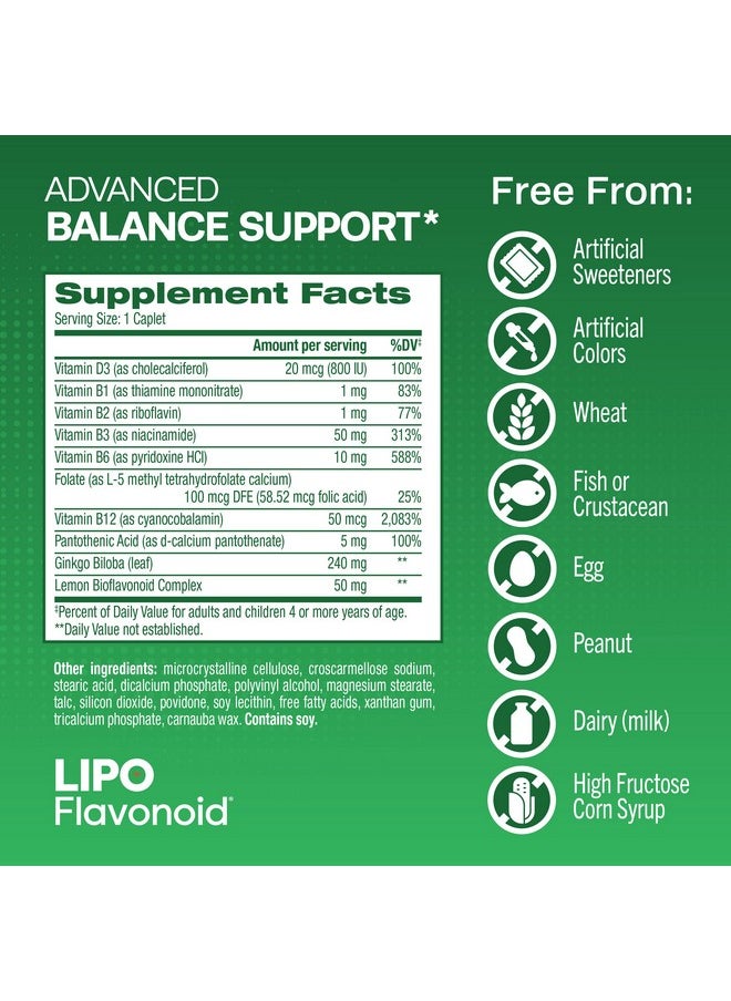 Advanced Balance Support Daily Supplement Helps Reduce The Risk Of Vertigo Like Symptoms Dizziness Spinning And Swaying Related To Poor Inner Ear Health 40 Caplets