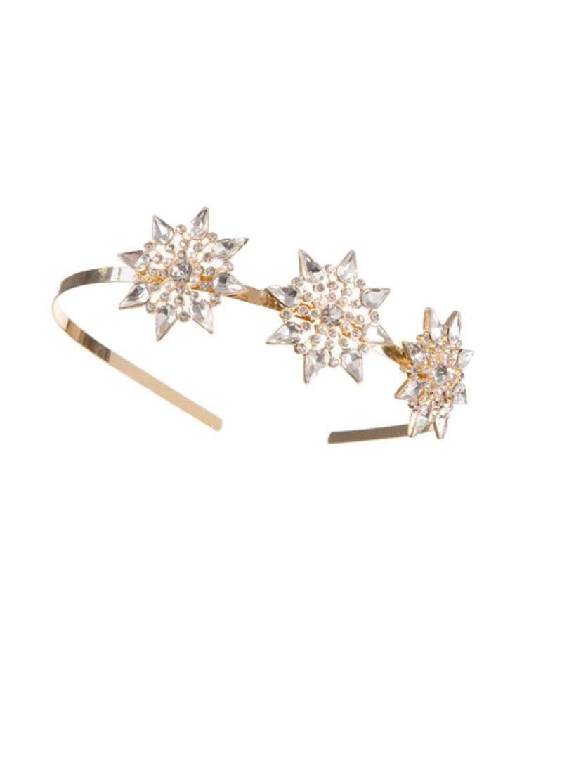 David Tutera™ Gold Metal Bridal Headband with 3 Starburst Embellishments - Image 2