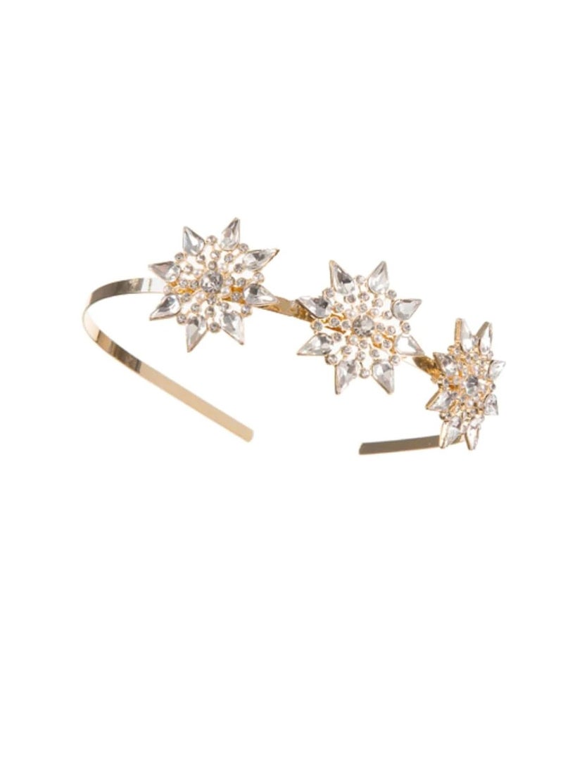 David Tutera™ Gold Metal Bridal Headband with 3 Starburst Embellishments - Image 1