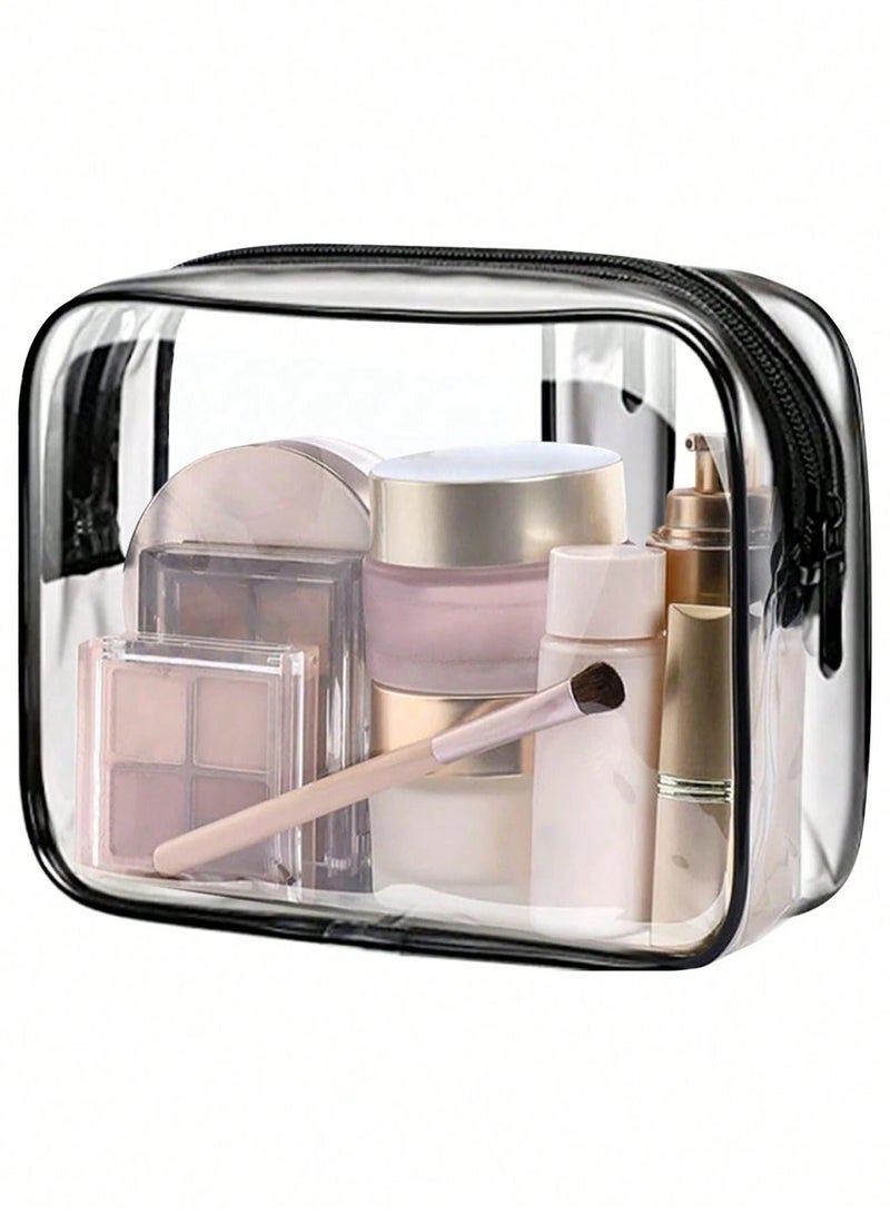 3-Piece Clear Makeup Bags - Different Sizes Travel Toiletry Bags, Makeup Bags Carry On Toiletry Bags (Black) - Image 3