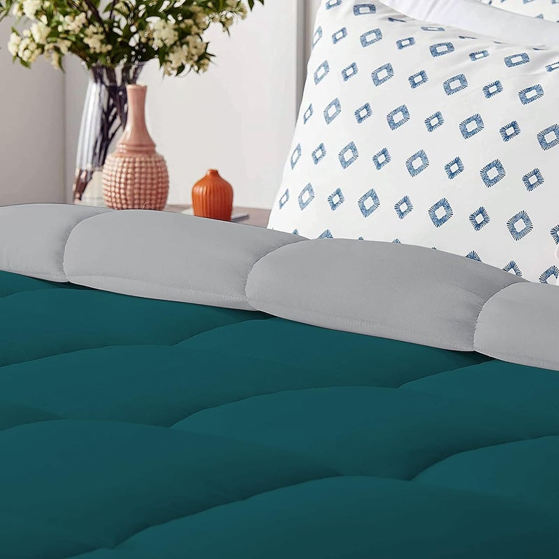 Day care 200 GSM Soft AC Comforter Hotel QualityDown Alternative Reversible Comforter 92 x 106 Inches233cm x 269cm All Season AC ComforterBlanketQuiltRajai King SizeSilverTeal - Image 3
