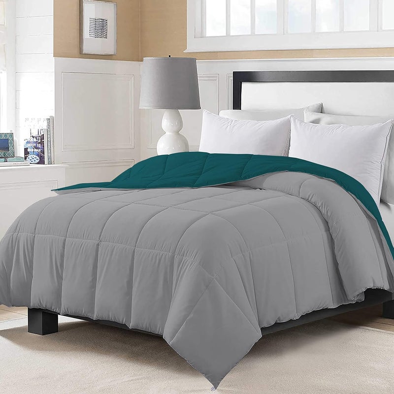 Day care 200 GSM Soft AC Comforter Hotel QualityDown Alternative Reversible Comforter 92 x 106 Inches233cm x 269cm All Season AC ComforterBlanketQuiltRajai King SizeSilverTeal - Image 2