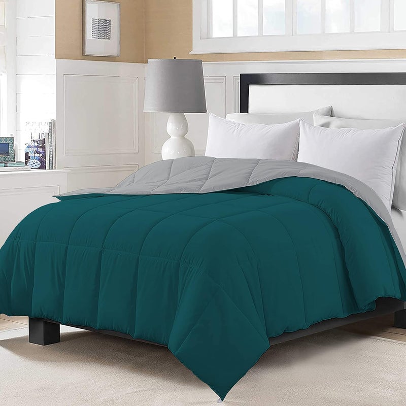 Day care 200 GSM Soft AC Comforter Hotel QualityDown Alternative Reversible Comforter 92 x 106 Inches233cm x 269cm All Season AC ComforterBlanketQuiltRajai King SizeSilverTeal - Image 1