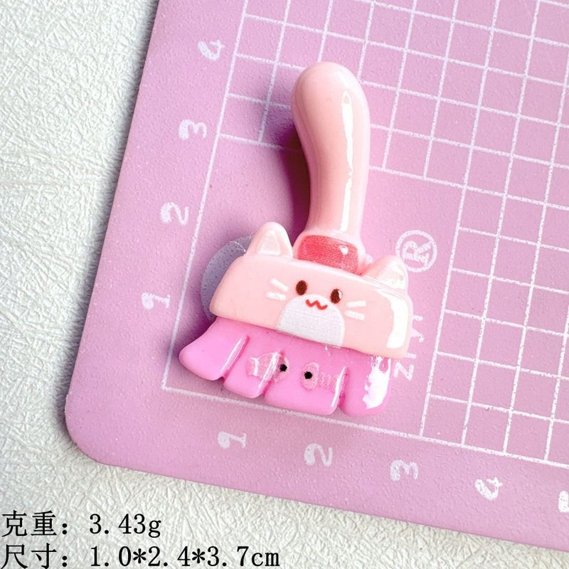 Cute Cartoon Cat Brush - Handmade Creative Cream Glue DIY Hair Clip, Phone Case Pendant & Resin Accessories