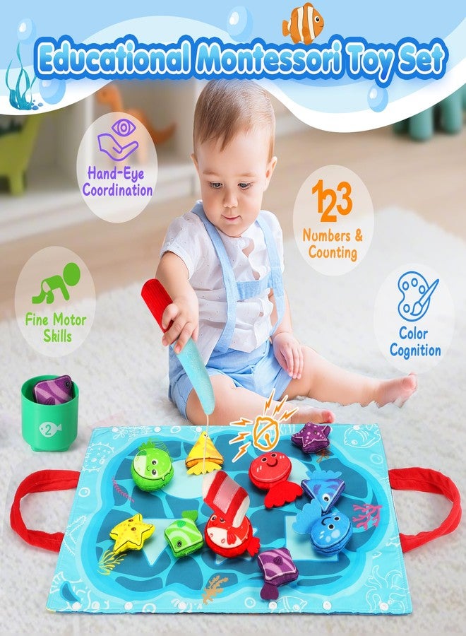 URMYWO Montessori Toys for 1 Year Old - 17 in 1 Cloth Toddler Fishing Game with Stacking Cups Color Sorting, Baby Toy 12-18 Months One Year Old Boy Birthday Gift, Toddler Toys for 1 2 Year Old Boy Girl Gifts - Image 2