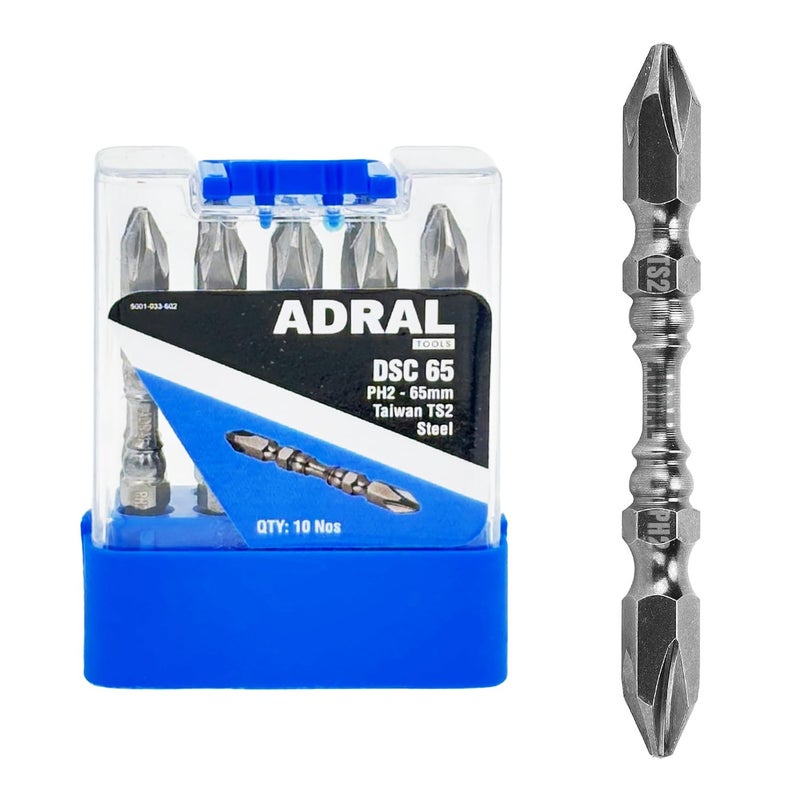 ADRAL DSC65 Disco Bit – 65mm Double Sided PH2 Magnetic Screwdriver Bit | TS2 Taiwan Steel | Break-Safe Design | High Torque | Nickel Black Anti-Rust Coating | Pack of 10 - Image 5
