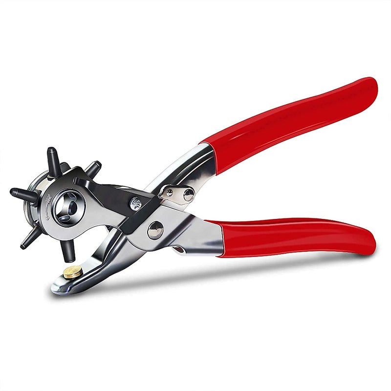 Jorex Mart Jorex Mart Multipurpose revolving leather belt hole Punch Plier 6 size Hole Punch Hand Tool for belt watchband dog collars Fabric Home or Craft Projects Pincer Plier Length 85 inches  - Image 1