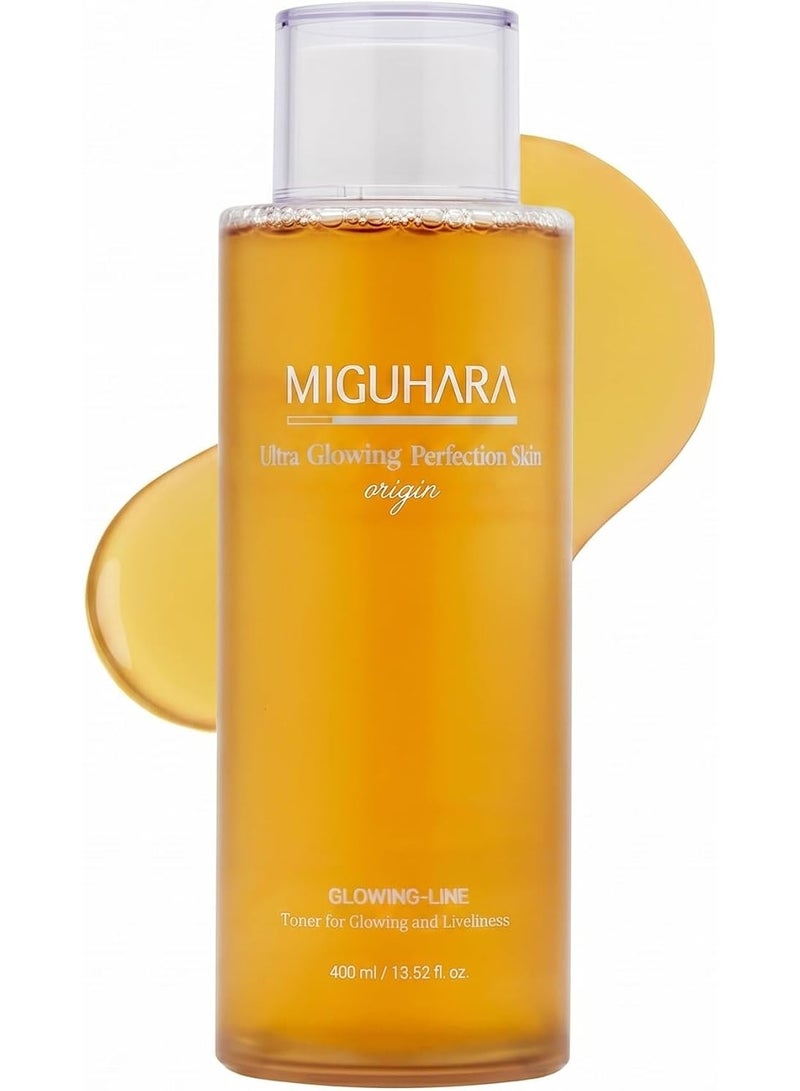 MIGUHARA Ultra Glowing Perfection Skin Origin, Large-Size, Daily Hydrating Essence Toner with Hyaluronic Acid, Niacinamide, and Cucumber extract, for Soft, Smooth & Refreshed Skin, Korean Skincare