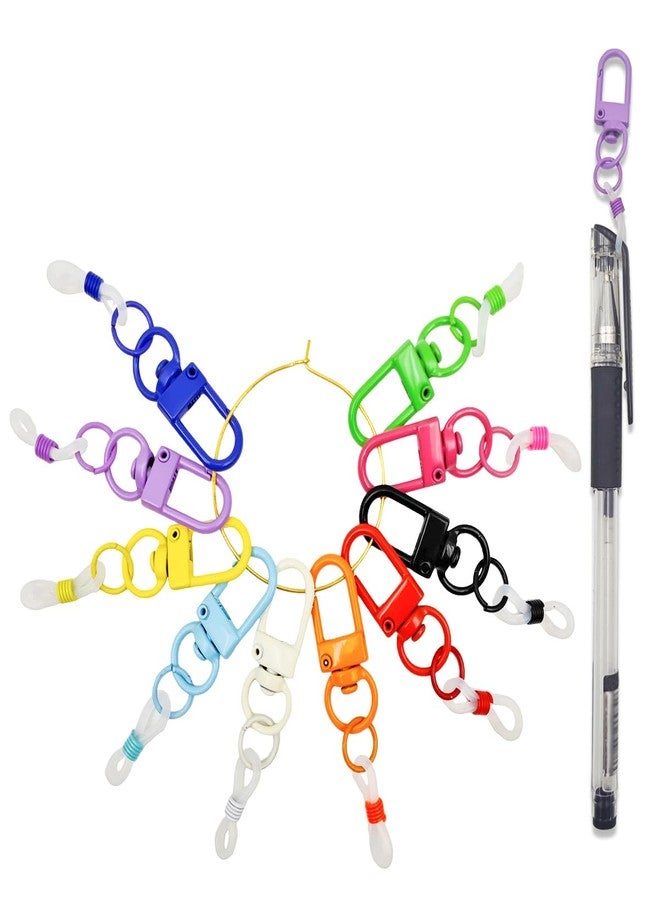 MAGNEECH 10 PCS Mini Coloured Pen Clips，Badge Reel Pen for Lanyard，Silicone Pen Holder with Lobster Clasp, Nurse Badge Accessories(Silicone Sleeve Fits Pens Diameter 0-20 mm) (Colorful lobster clasps, 10 PCS) - Image 2