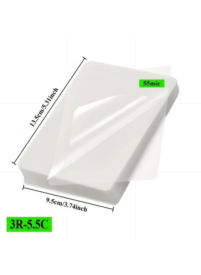 100 Sheets 3R 95x135mm Transparent Laminating Bags Waterproof Dry Erase Compatible with Office School Laminators - Image 1
