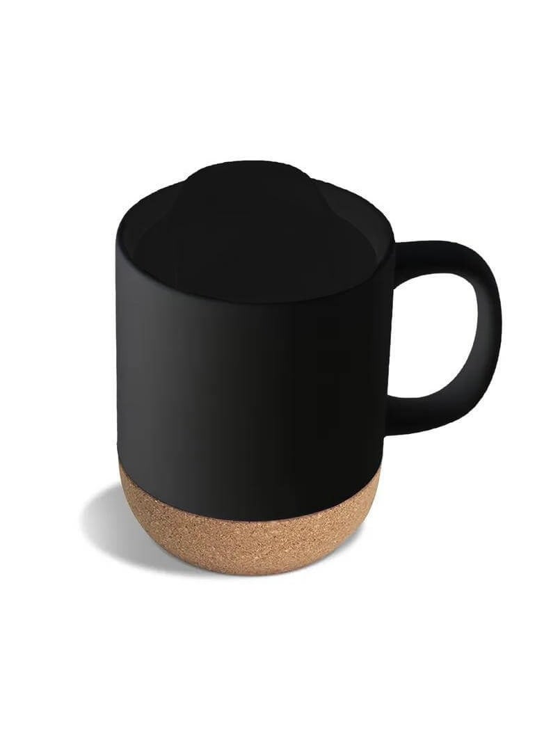 giftology - Giftology 330ml Ceramic Mug with Cork Bottom and Top Lid Elegant and Leakproof Functional Drinkware for Every Sip - Image 1