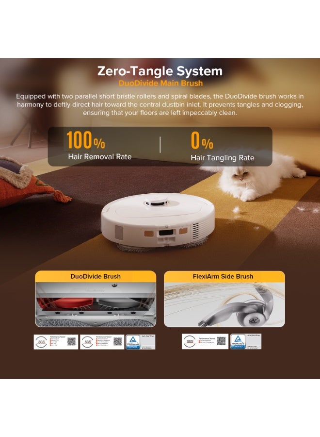 roborock Qrevo 5AE Robot Vacuum and Mop, FlexiArm Edge Mopping, 12,000Pa Suction, Dual Zero-Tangle System, Smart Obstacle Avoidance, 10mm Mop Lifting, Auto Mop Washing&Drying, Self-Emptying&Refilling White - Image 5