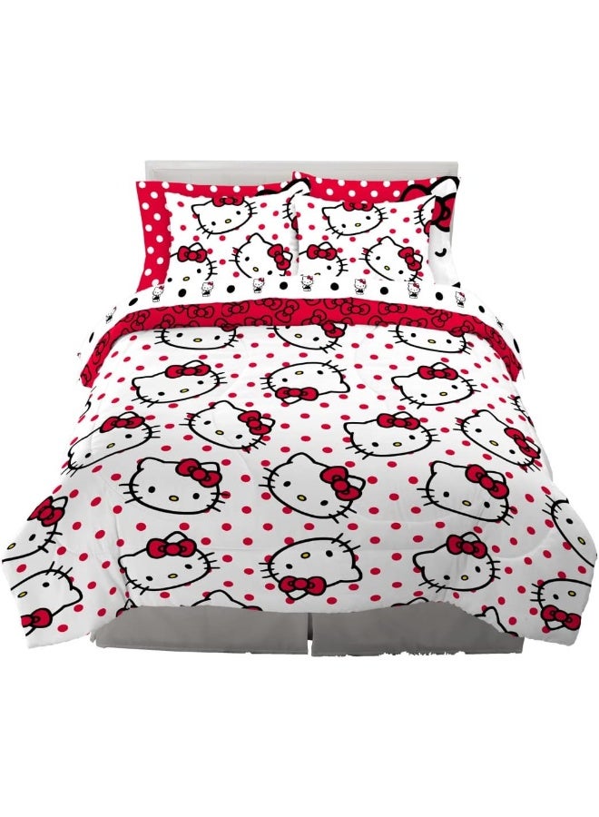 Franco Franco Collectibles Hello Kitty Polka Dot Bedding 7 Piece Super Soft Comforter and Sheet Set with Sham, Full, (Official Licensed Product) - Image 1