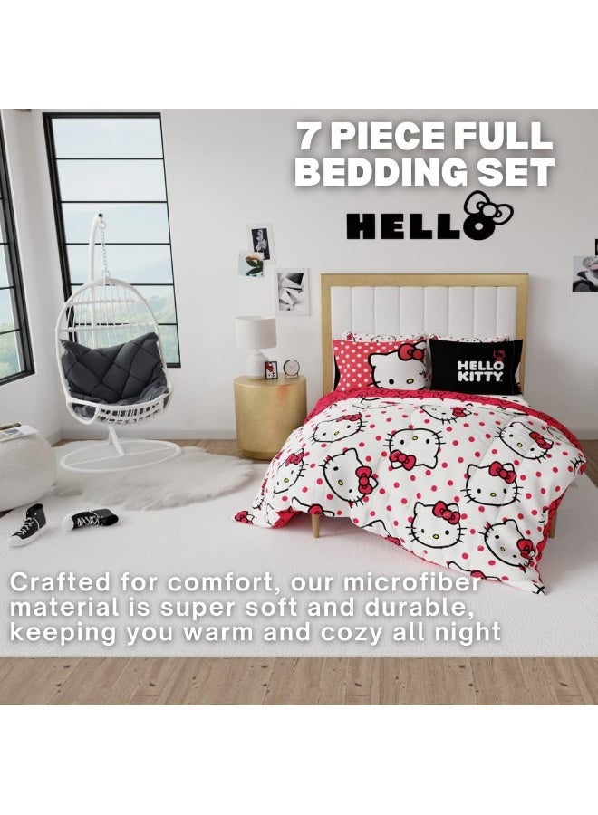 Franco Franco Collectibles Hello Kitty Polka Dot Bedding 7 Piece Super Soft Comforter and Sheet Set with Sham, Full, (Official Licensed Product) - Image 2