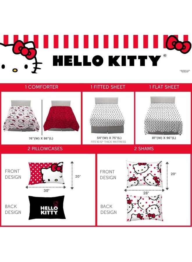 Franco Franco Collectibles Hello Kitty Polka Dot Bedding 7 Piece Super Soft Comforter and Sheet Set with Sham, Full, (Official Licensed Product) - Image 4