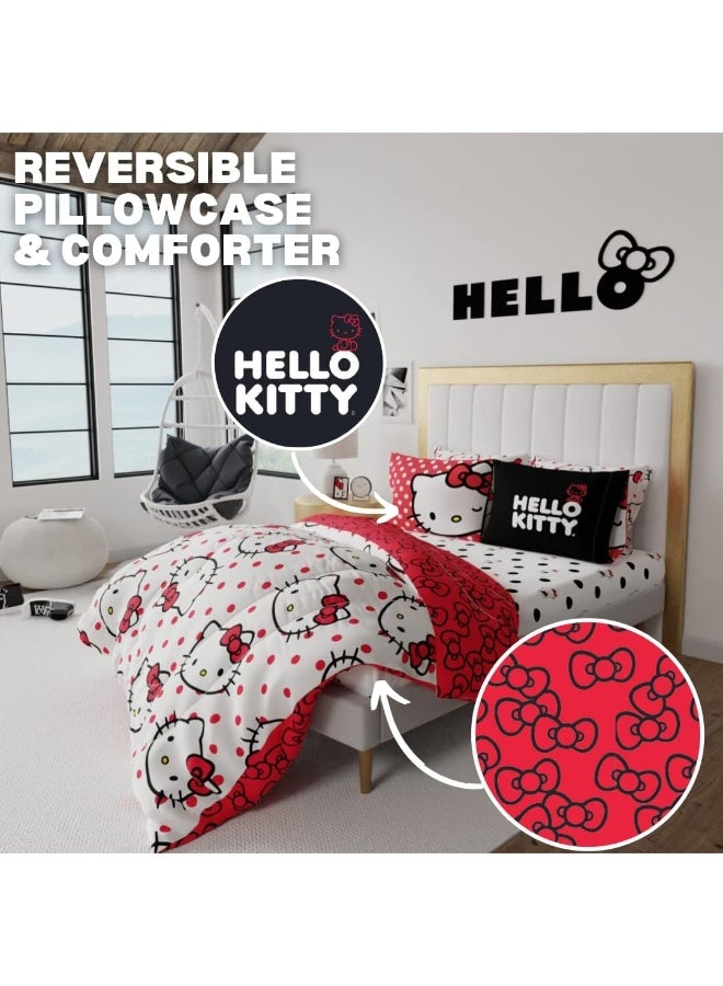 Franco Franco Collectibles Hello Kitty Polka Dot Bedding 7 Piece Super Soft Comforter and Sheet Set with Sham, Full, (Official Licensed Product) - Image 3