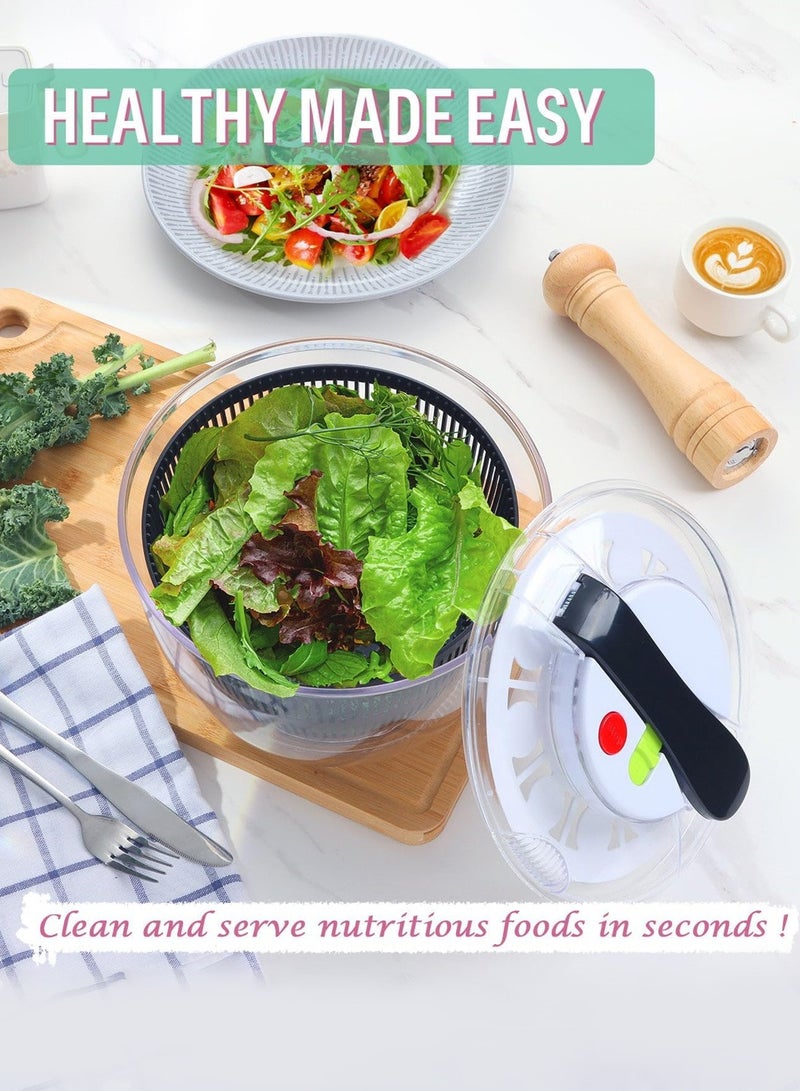 LEOKOR Salad Spinner, Multifunction Fruit Cleaner Drainer, Vegetable Dryer with 5L Bowl, Manual Salad Spinner and Drain Lettuce Quick Spinner, BPA Free - Image 2