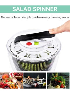 LEOKOR Salad Spinner, Multifunction Fruit Cleaner Drainer, Vegetable Dryer with 5L Bowl, Manual Salad Spinner and Drain Lettuce Quick Spinner, BPA Free  - Image 4