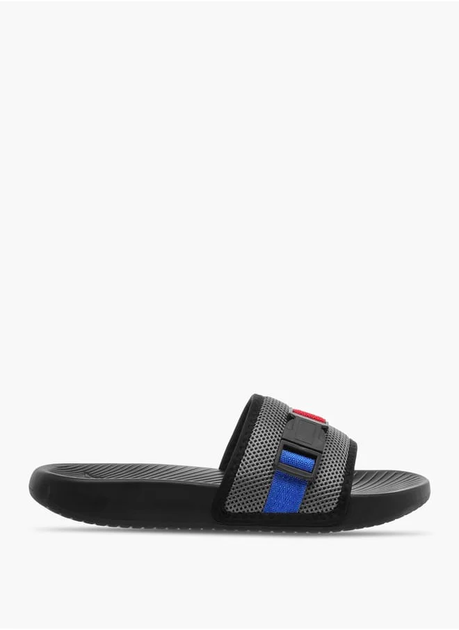 كابا Boys' Logo Print Slides with Buckle Detail