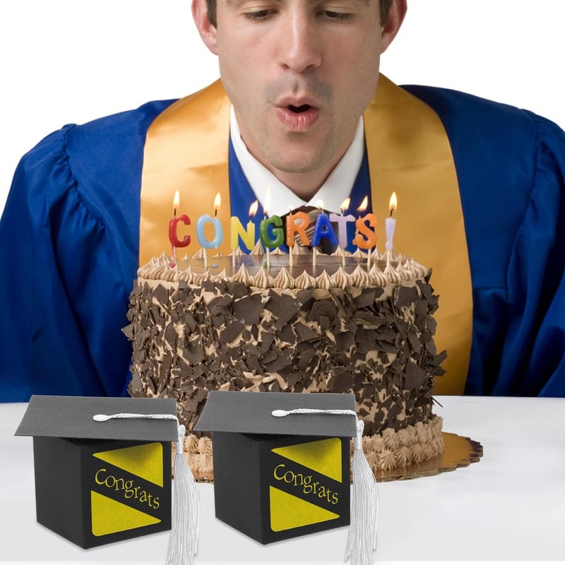 Cabilock 20pcs Graduation Cap Favor Boxes Candy Wrapping Packaging Boxes with Embossed Black Design for Party Favors and Celebration Treat Containers - Image 4