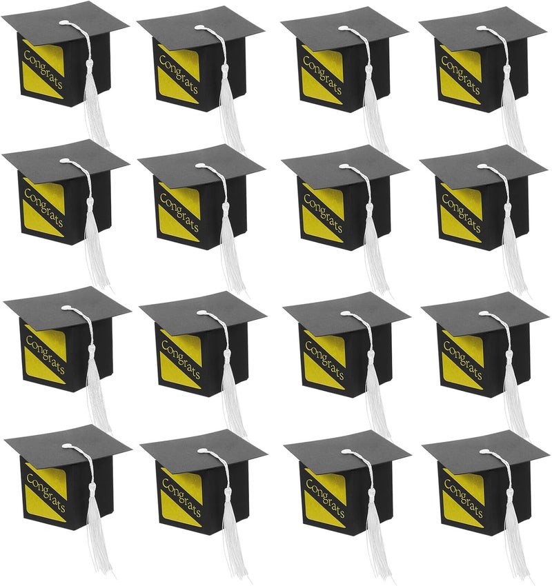 Cabilock 20pcs Graduation Cap Favor Boxes Candy Wrapping Packaging Boxes with Embossed Black Design for Party Favors and Celebration Treat Containers - Image 1