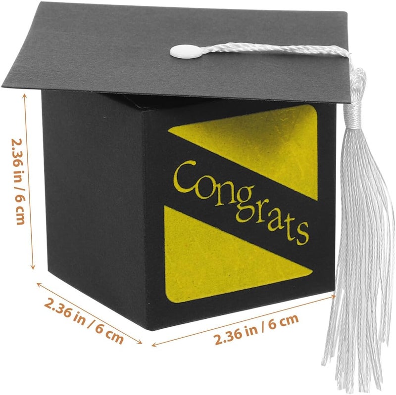 Cabilock 20pcs Graduation Cap Favor Boxes Candy Wrapping Packaging Boxes with Embossed Black Design for Party Favors and Celebration Treat Containers - Image 2